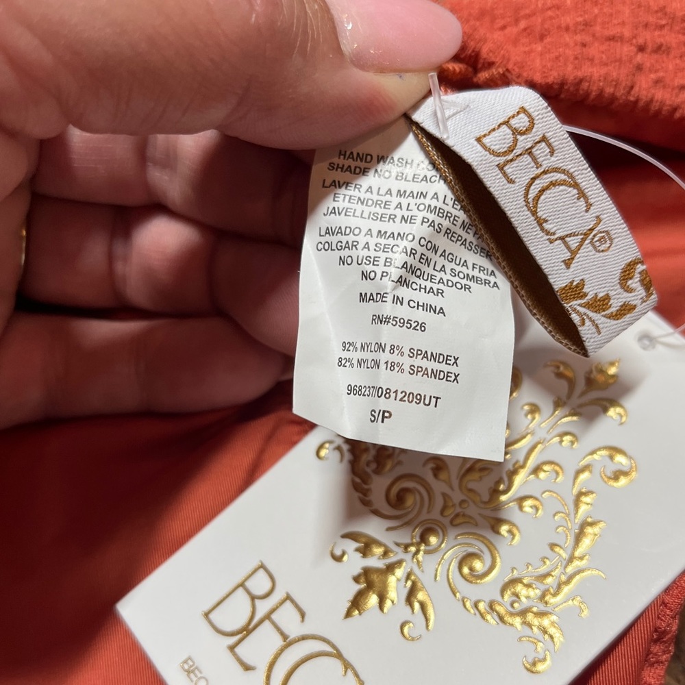 NWT Becca Pucker Up Ginger Orange Bikini Set Malia Halter Top Side Tie Bottom - Picture 13 of 16